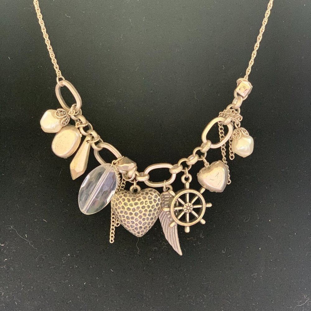 Necklace of Silver Tone Charms, Silver Tone Chains